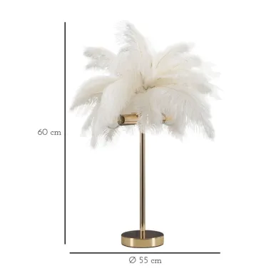 LAMPA STOŁOWA PALM BIAŁA 40X55 cm